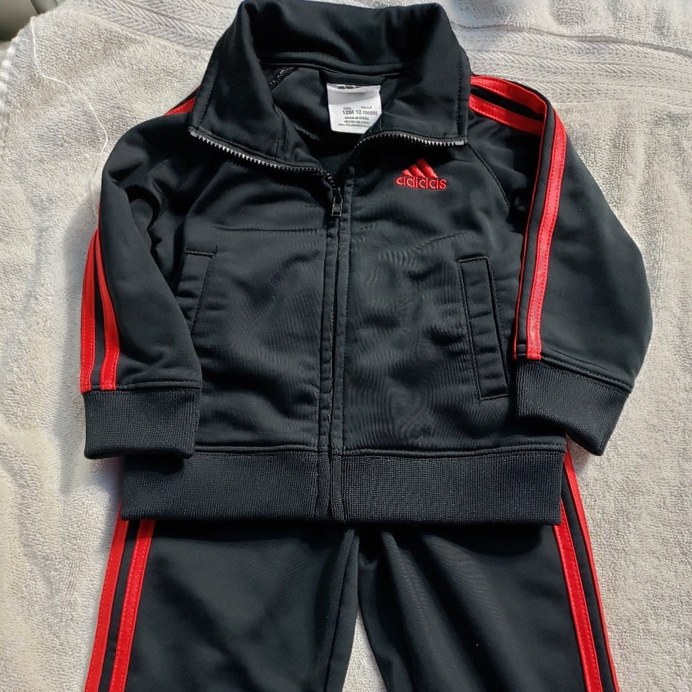 Adidas track suit| Red & black |12 months